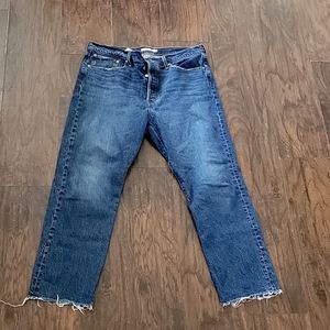 Levi Strauss Wedgie Straight Leg Jean's Size 33 Button Front Frayed Hem